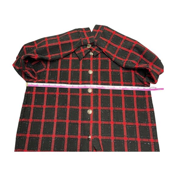 CJ Banks Red and Black Plaid Blazer Jacket Sparkle Shimmer Women’s Size Medium - Picture 5 of 8